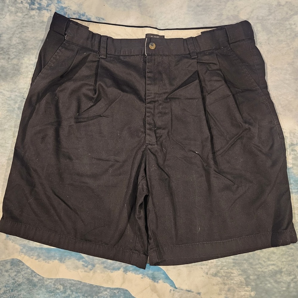 Alfani Mens Black Chino Shorts Size 36‎ Flat Front 8" Inseam Casual